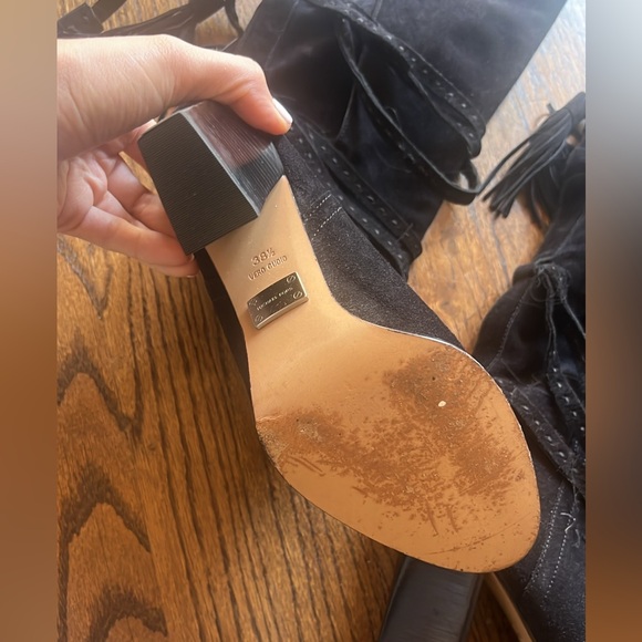 Michael Kors Black Suede Tie Up Boots Sz 38.5 - Picture 6 of 9